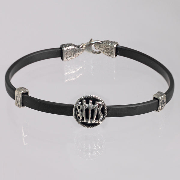 Bracciale Moneta Statere in Argento 925/000 e Cauciù.