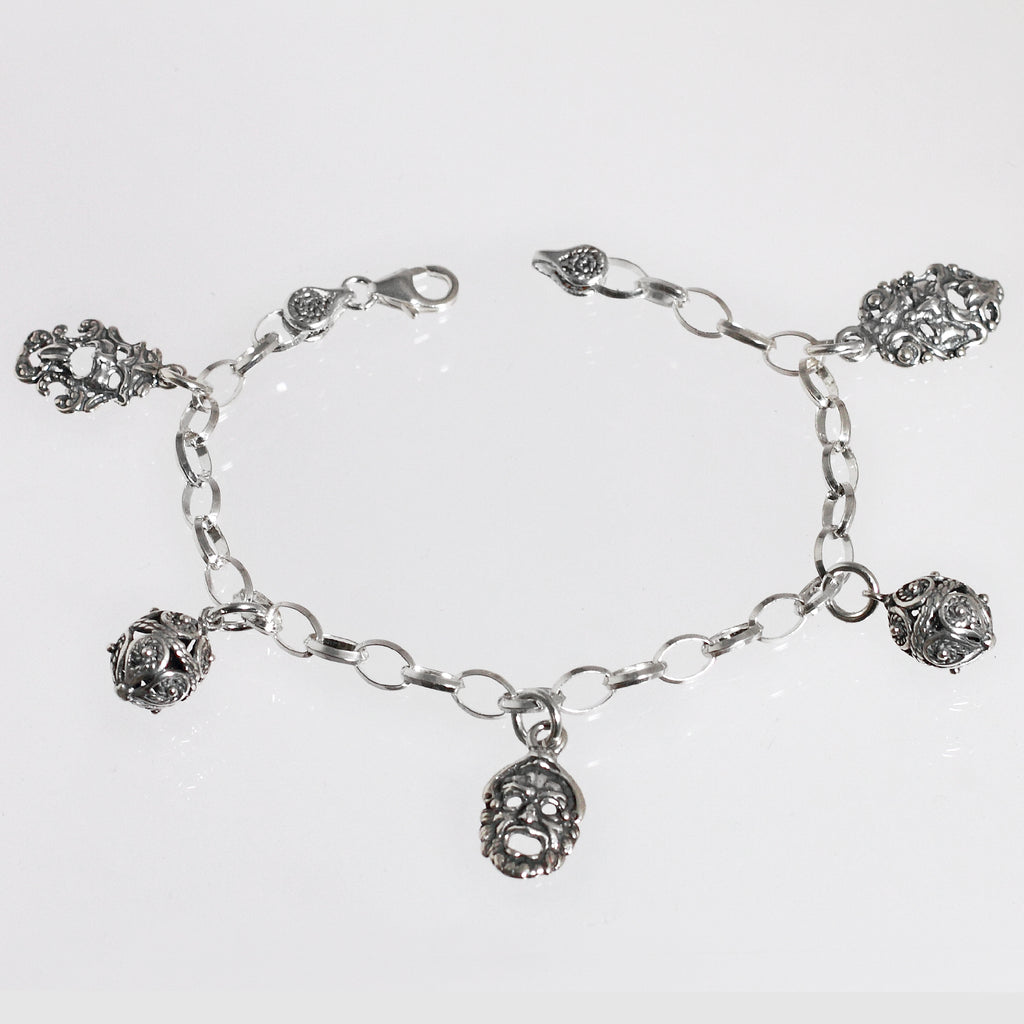 Bracciale Maschere Apotropaiche e Jennacche in Argento 925/000.