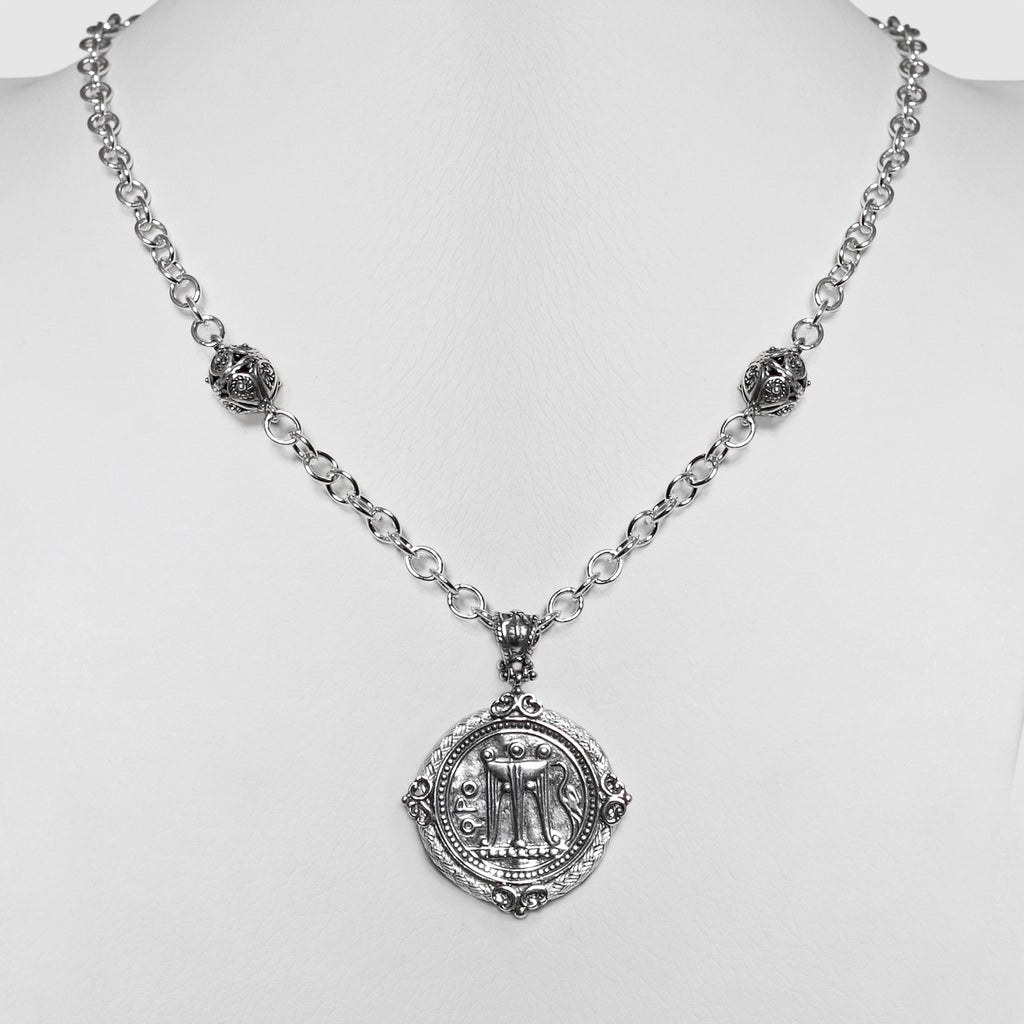 Collana Moneta Statere e Jennacche in Argento 925/000