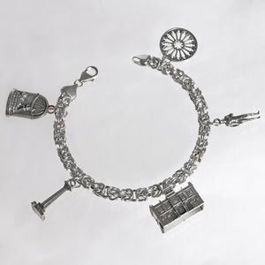 Bracciale Calabria In Argento 925/000 Con Maglia Bizantina E Charm.