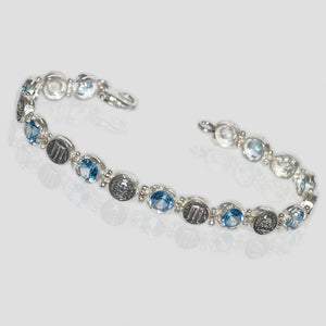 Bracciale Tennis in Argento 925/000 Con Maschere, Monete e Cubic Zirconia multicolor taglio brillante