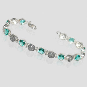 Bracciale Tennis in Argento 925/000 Con Maschere Apotropaiche e Cubic Zirconia multicolor taglio brillante