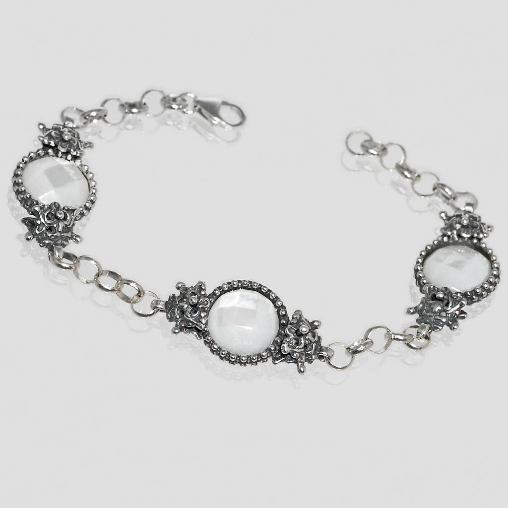 Bracciale Maschere Apotropaiche in Argento 925/000 e Madreperle.