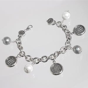 Bracciale con Perle e Monete Statere in Argento 925/000