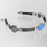 Bracciale Maschere Apotropaiche in Argento 925/000 e Agate Blu.