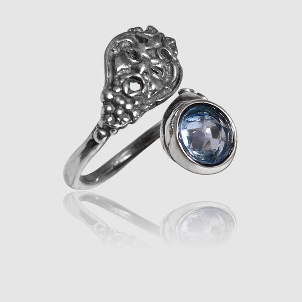 Anello Maschera Apotropaica in Argento 925/000 e Quarzo Idrotermale.