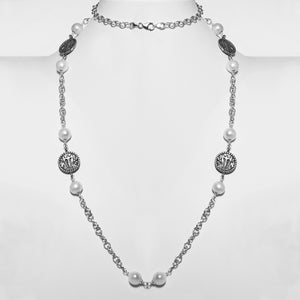 Collana Monete Statere in Argento 925/000 e Perle.